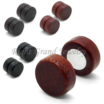 Customized 10mm Black Wood Magnetic Fake Plugs